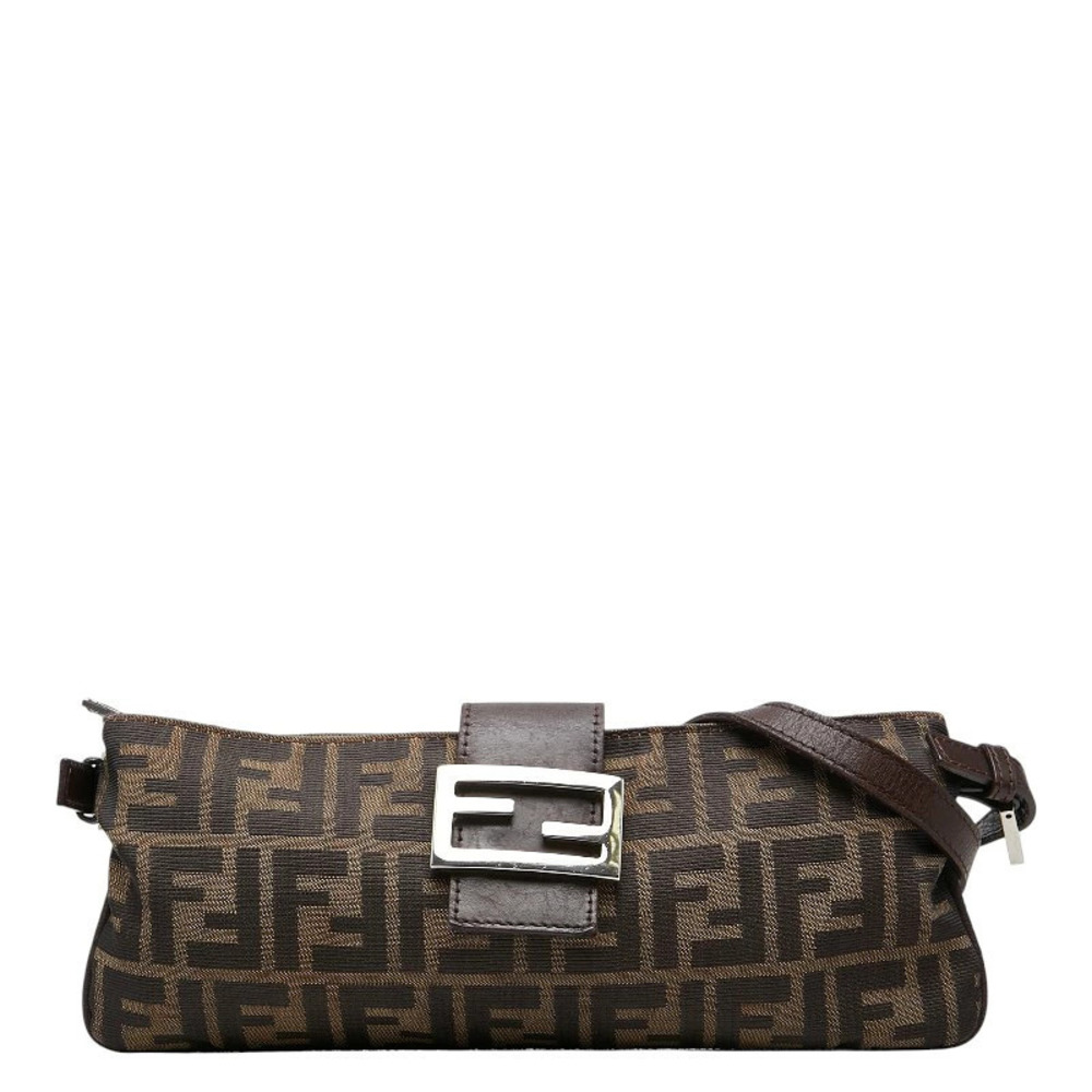 Fendi Zucca Shoulder Bag Brown Canvas Leather